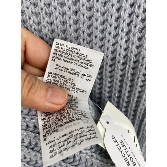 Style & Co NWT Solid Ribbed Muffler Extra Long Recycled Wrap Scarf Grey OS New - Picture 8 of 10